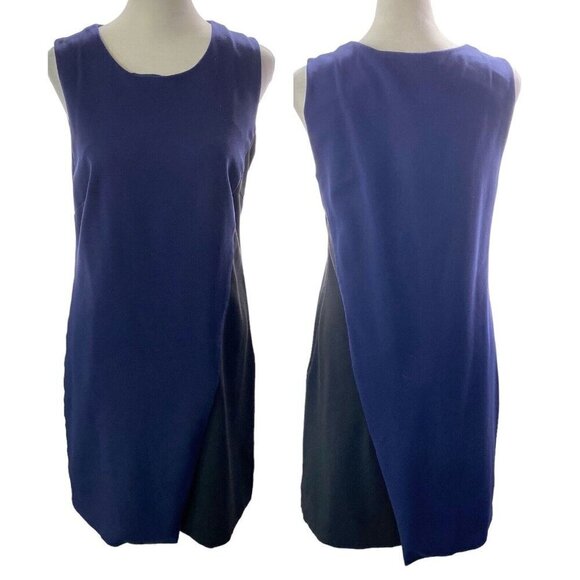 DVF Livvy Dress Colorblock Business Casual Office Blue Black Sheath 6 54-13 - Picture 1 of 16